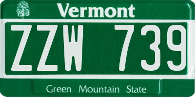 VT license plate ZZW739