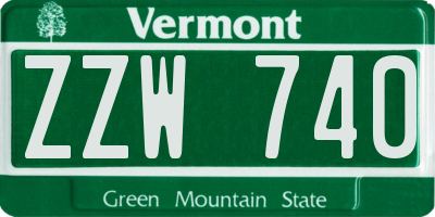 VT license plate ZZW740