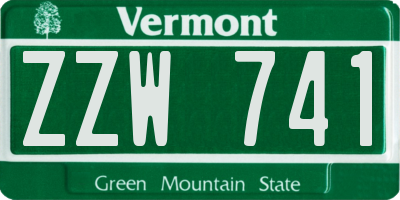 VT license plate ZZW741