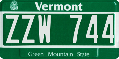 VT license plate ZZW744