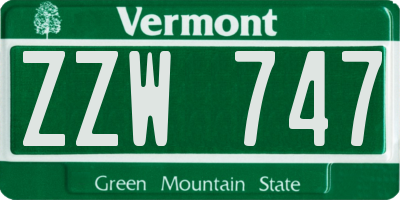 VT license plate ZZW747