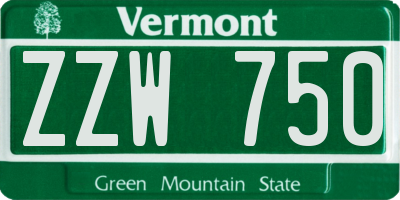 VT license plate ZZW750