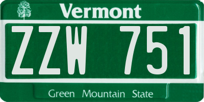 VT license plate ZZW751