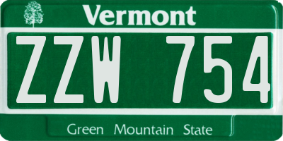 VT license plate ZZW754