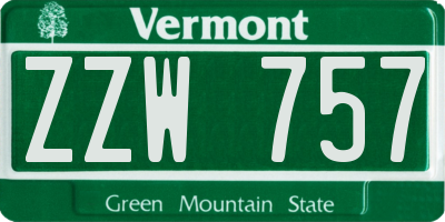 VT license plate ZZW757