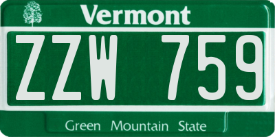 VT license plate ZZW759