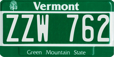 VT license plate ZZW762