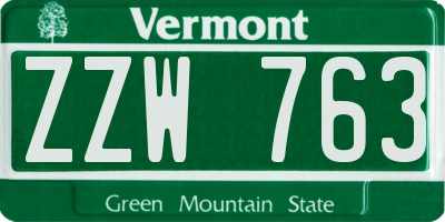 VT license plate ZZW763