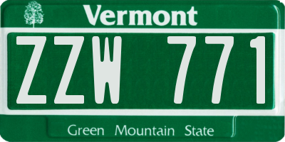 VT license plate ZZW771