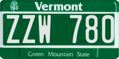 VT license plate ZZW780