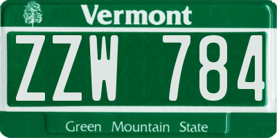 VT license plate ZZW784