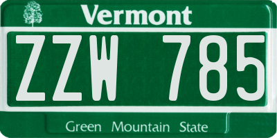 VT license plate ZZW785