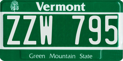 VT license plate ZZW795