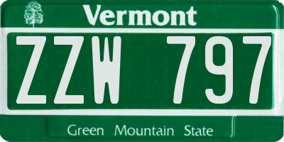 VT license plate ZZW797