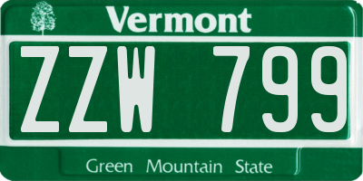 VT license plate ZZW799
