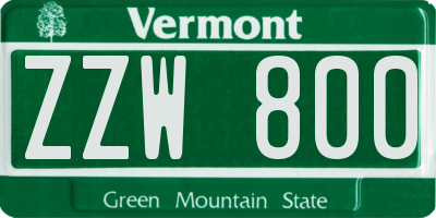 VT license plate ZZW800