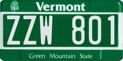 VT license plate ZZW801