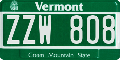 VT license plate ZZW808