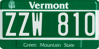 VT license plate ZZW810