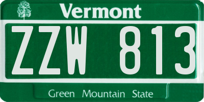 VT license plate ZZW813