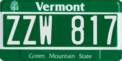 VT license plate ZZW817