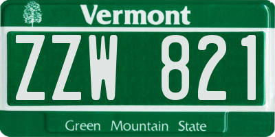 VT license plate ZZW821