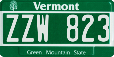 VT license plate ZZW823