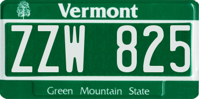 VT license plate ZZW825