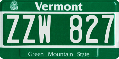 VT license plate ZZW827