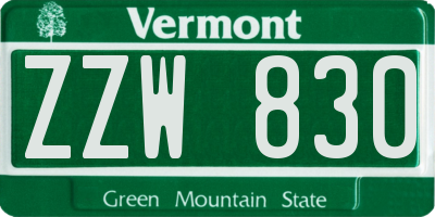 VT license plate ZZW830