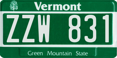 VT license plate ZZW831
