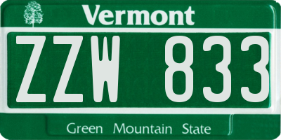 VT license plate ZZW833