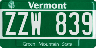 VT license plate ZZW839