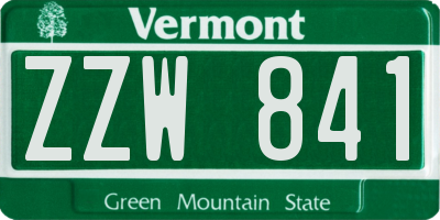 VT license plate ZZW841
