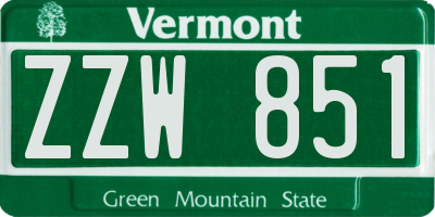 VT license plate ZZW851