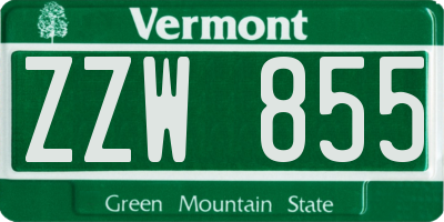 VT license plate ZZW855