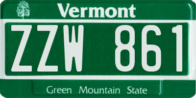 VT license plate ZZW861