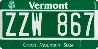 VT license plate ZZW867