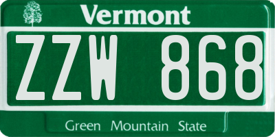VT license plate ZZW868