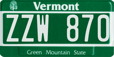 VT license plate ZZW870
