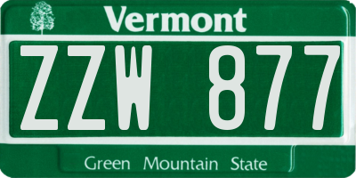 VT license plate ZZW877