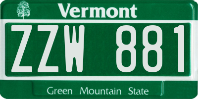 VT license plate ZZW881