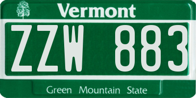 VT license plate ZZW883