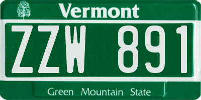 VT license plate ZZW891