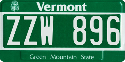 VT license plate ZZW896