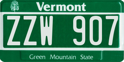 VT license plate ZZW907