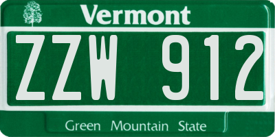 VT license plate ZZW912
