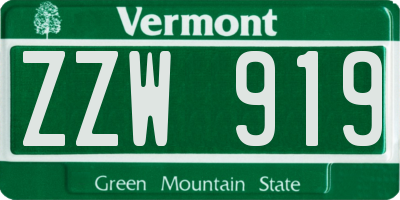 VT license plate ZZW919