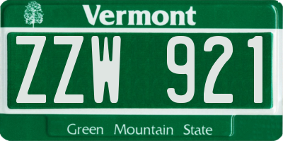 VT license plate ZZW921
