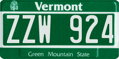 VT license plate ZZW924